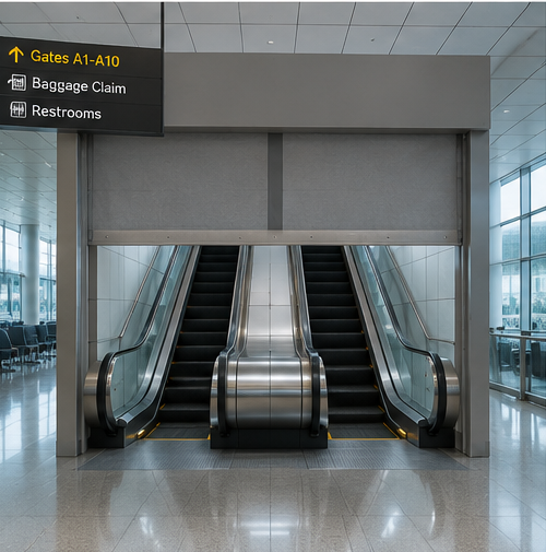 Smoke curtain and fire safety system for metro station and airport terminal