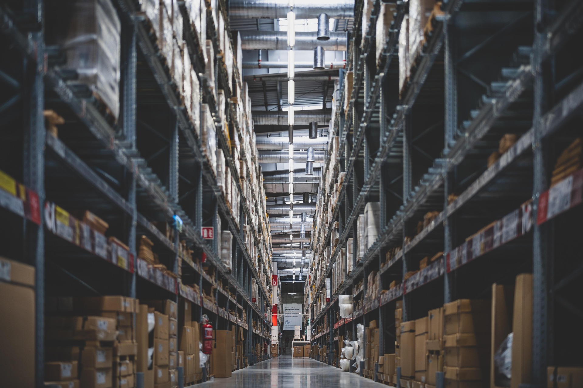 Fire alarm, extinguisher and barrier protection for warehouses and logistics hubs
