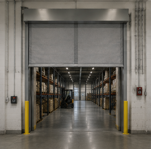 Fire alarm, extinguisher and barrier protection for warehouses and logistics hubs